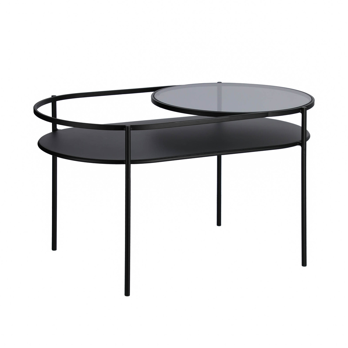 Coffee Table Daheli Black Metal w/Glass Top W800 x D440 x H440
