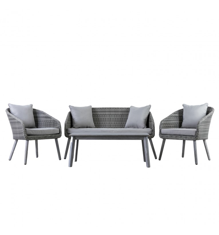 Outdoor Rimini Lounge Set Grey 1000 x 500 x 400mm 2 Seat, Sofa  2 chairs 1 coffee table