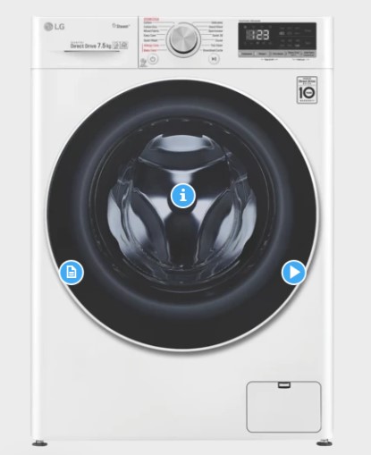 Washing Machine 7.5kg LG Front Loader W600 x D535 x H850mm