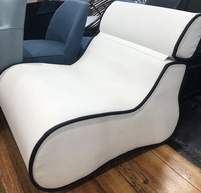Arm Chair Club Eco White Leather With Black Piping W800 x D1000 x H840mm