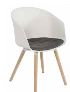 Dining Chair Moon 30 White With Anthracite Cushion W490 x D550 X H830mm