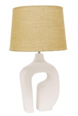 Table Lamp Pavel Wood White w Jute Shade H650 x D350mm